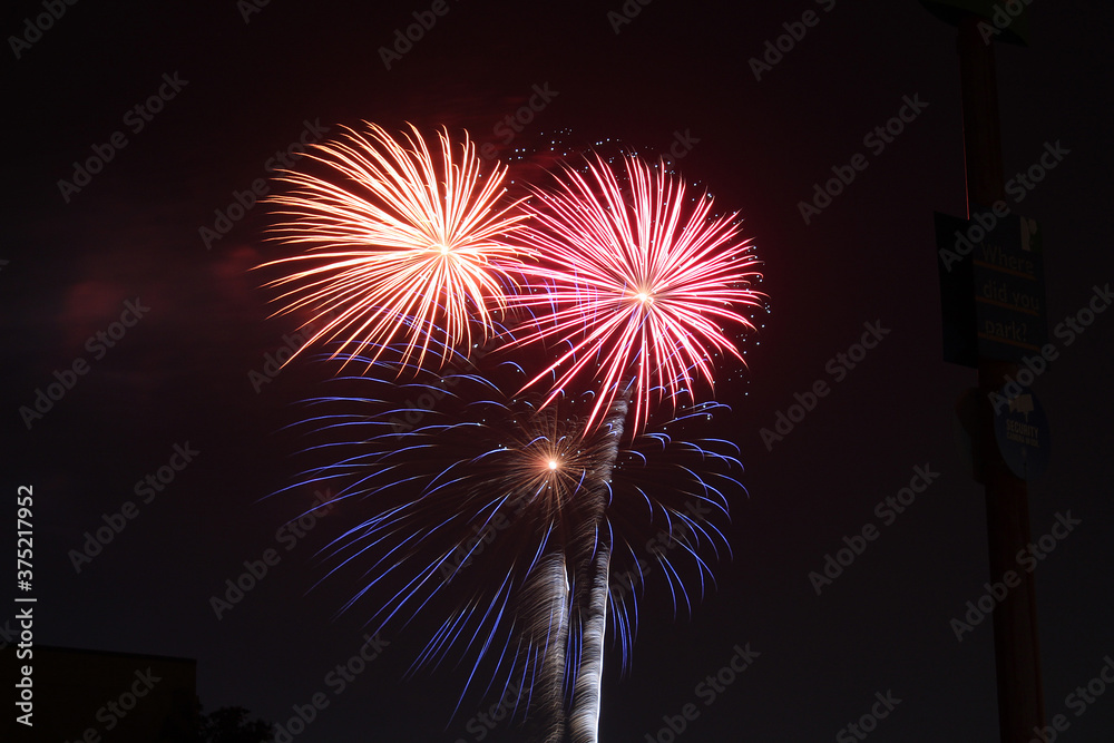 A beautiful display of fireworks at the 2019 Katy Mills firework show for July 4th