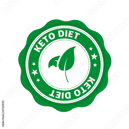 Keto diet, great design for any purposes. Food logo. Paleo diet healthy eating concept. Logo, icon, label. Isolated background. Vector illustration.