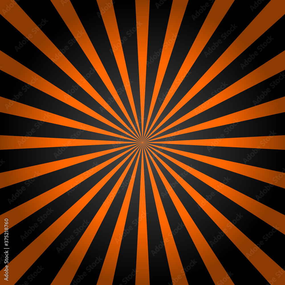 Fototapeta premium Vector illustration sunburst in black and orange color.