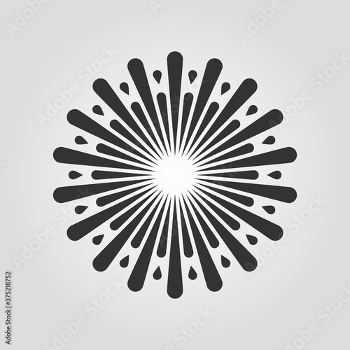 Vector illustration of sunburst, starburst or explosion of fireworks on a light background.
