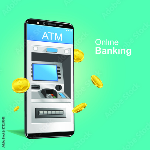 vector credit card and atm