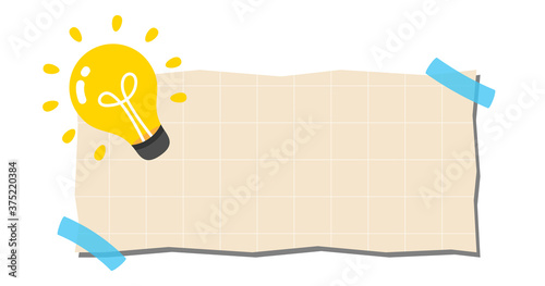 light bulb for idea creative symbol on paper banner background, creative ideas banner for topic article or scribble text, news headlines paper for copy space