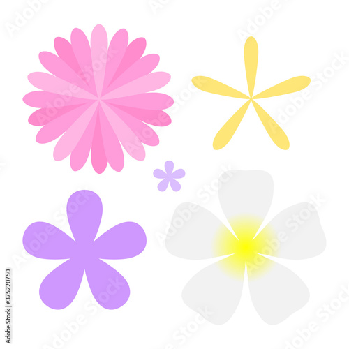 beautiful flower set simple isolated on white, flower blossom set for element decoration, clip art flower soft color for icon, illustration beautiful flower © cgdeaw