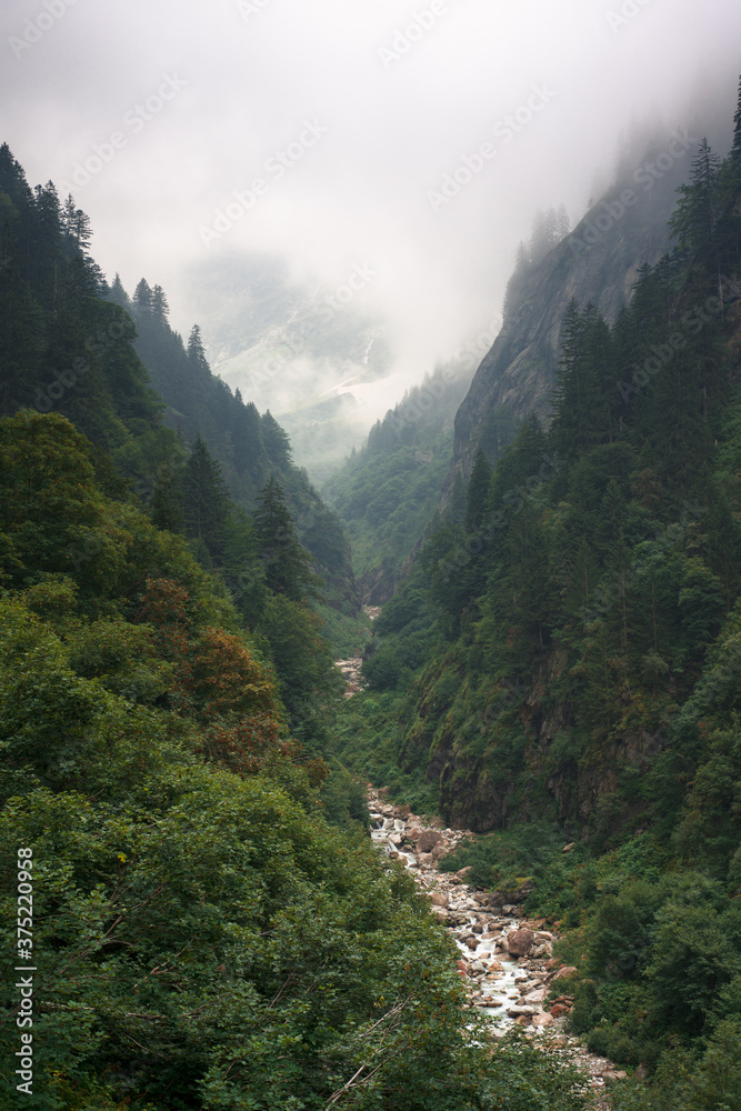 Hanging clouds in the Urbachtal valley Hanging clouds in the Urbachtal valley