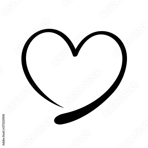 heart shape doodle black line isolated on white, frame heart shape art line sketch brush for valentine, heart shape sign with hand drawn for element icon love card, draw line heart shape simple black