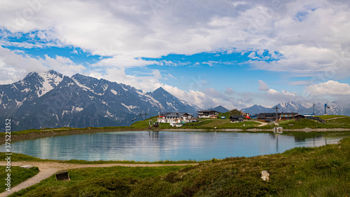 Beautiful alpine summer view with reflections in a lake at the famous Penken summit, Mayrhofen, Tyrol, Austria