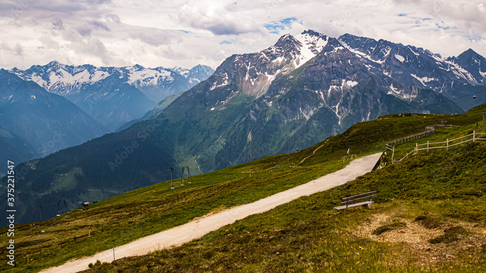 Beautiful alpine summer view at the famous Penken summit, Mayrhofen, Tyrol, Austria Beautiful alpine summer view at the famous Penken summit, Mayrhofen, Tyrol, Austria