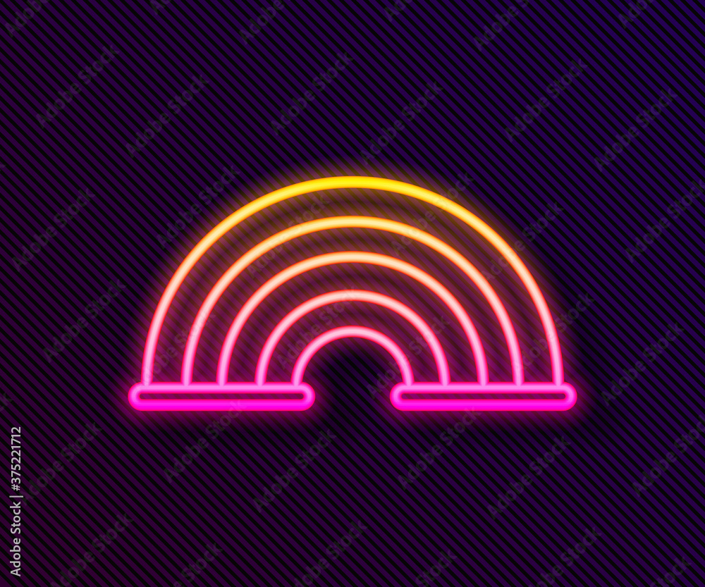 Glowing neon line Rainbow icon isolated on black background. Vector. Glowing neon line Rainbow icon isolated on black background. Vector.
