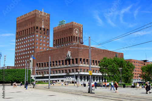 Photography Das Rathaus von Oslo. Oslo, Norwegen, Europa