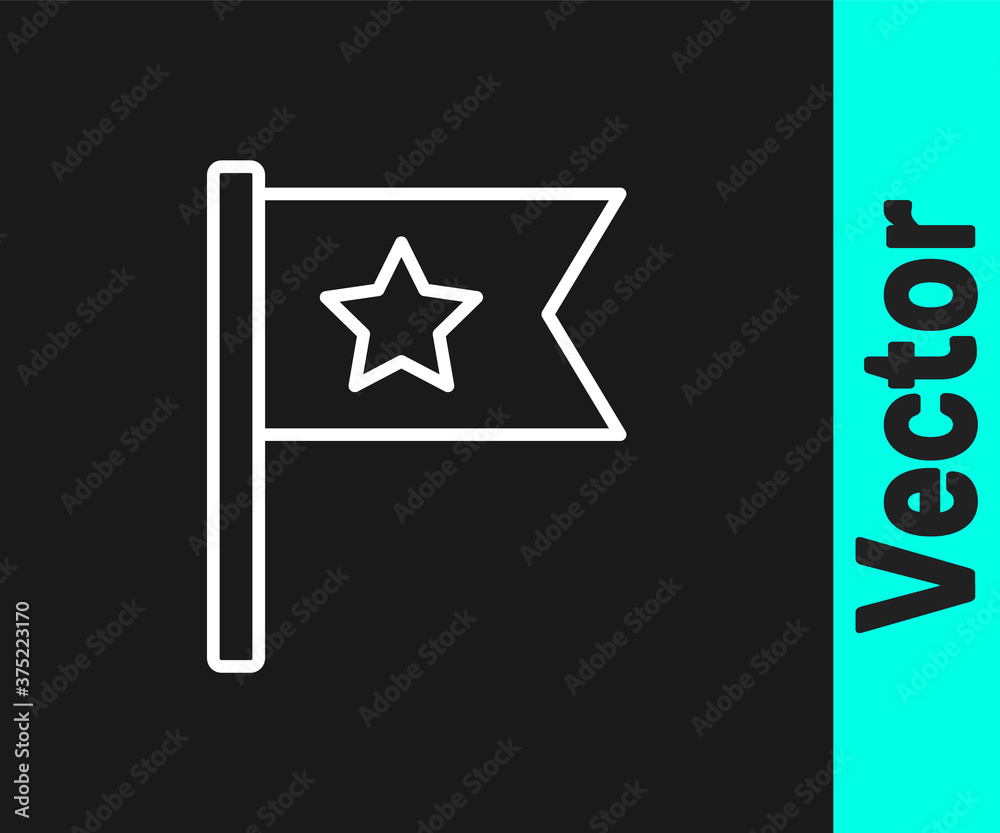 White line American flag icon isolated on black background. Flag of USA. United States of America. Vector. White line American flag icon isolated on black background. Flag of USA. United States of America. Vector.