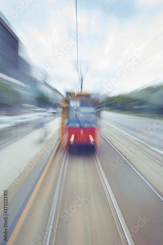 Motion blurred tram photo