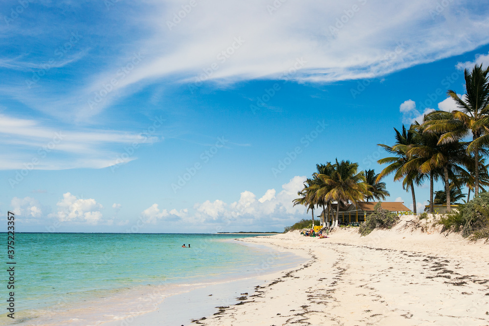 Bar on the beach with blue sky and white sand Bar on the beach with blue sky and white sand