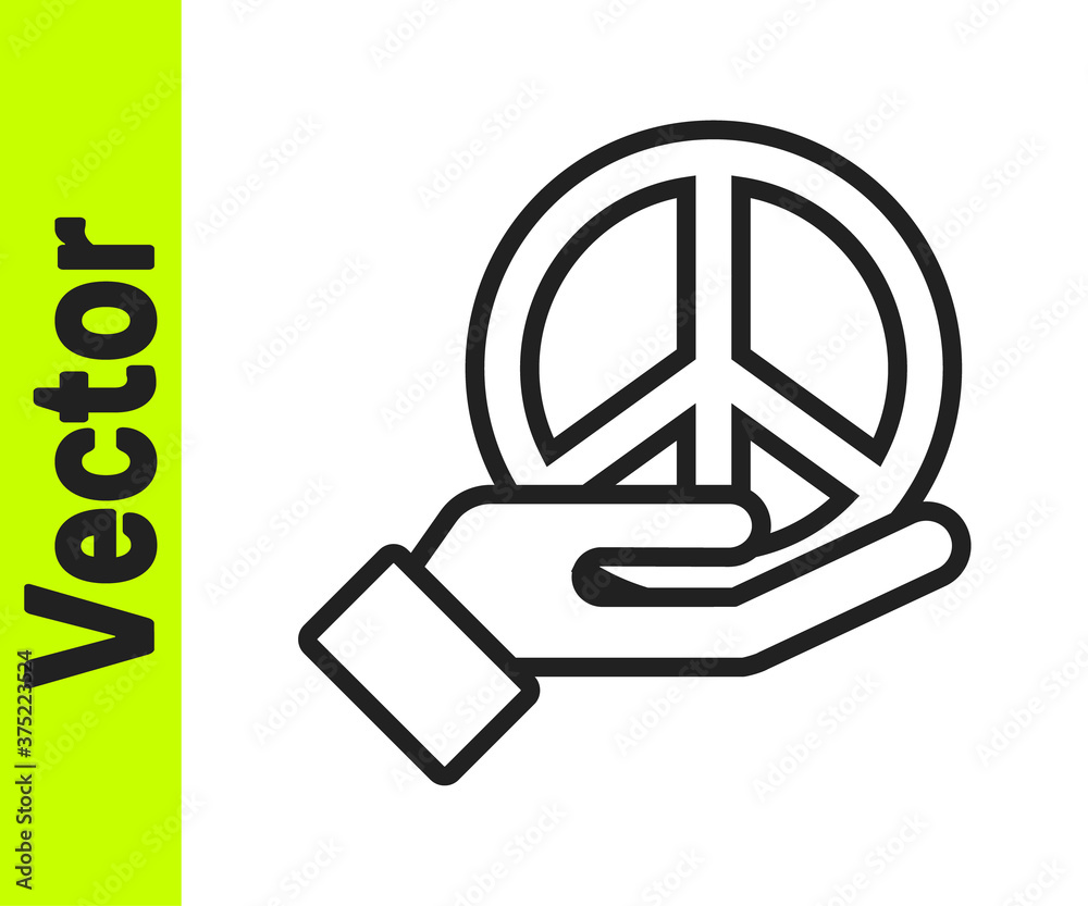 Black line Peace icon isolated on white background. Hippie symbol of peace. Vector. Black line Peace icon isolated on white background. Hippie symbol of peace. Vector.