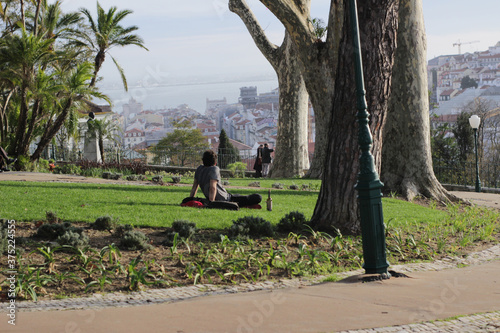 relaxing day at the park in Lisbon photo