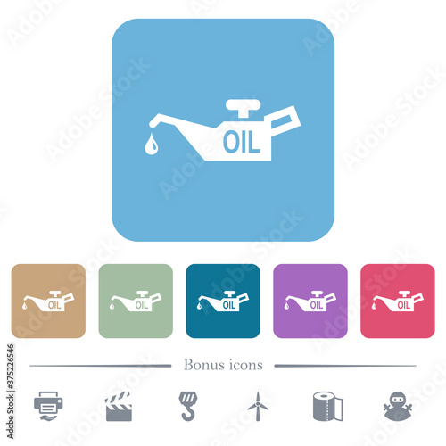 Oiler flat icons on color rounded square backgrounds