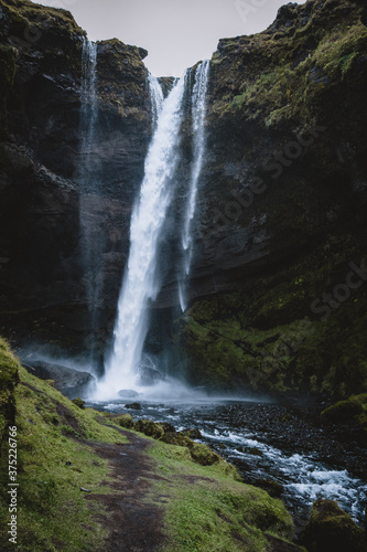 Kvernufoss Iceland in rain