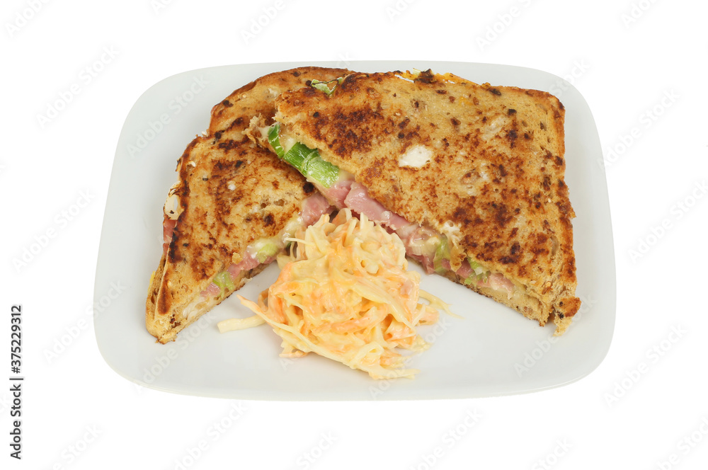 Toasted sandwich and coleslaw