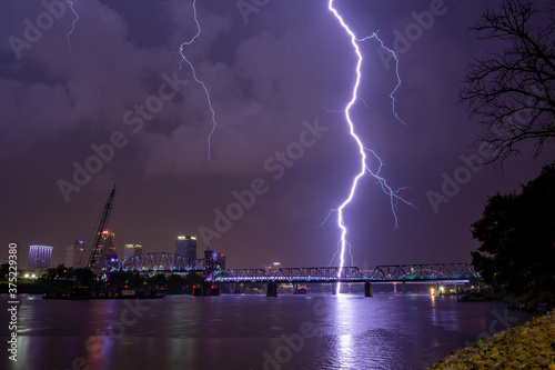 Lightning Over Arkansas River at Little Rock