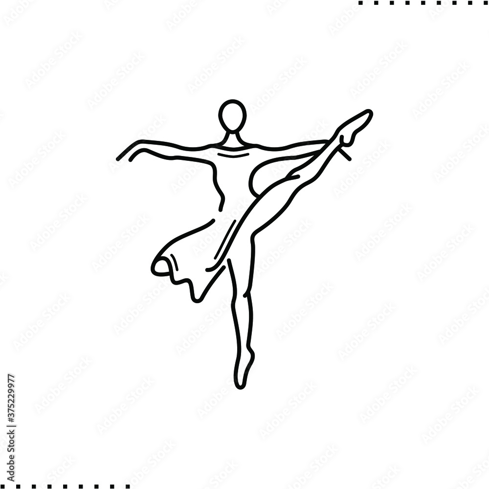 ballerina, the beauty of  dancing, pose vector icon in outline