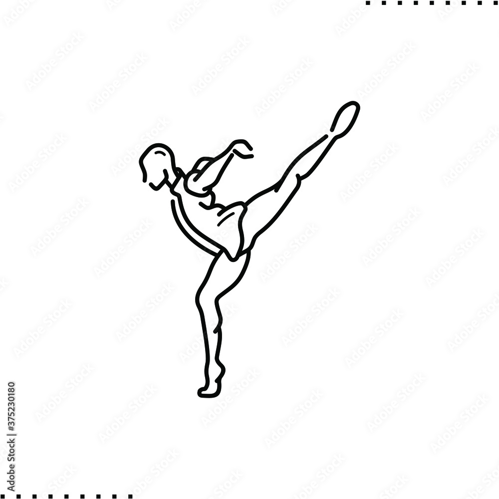 Ballet dancer vector icon in outline