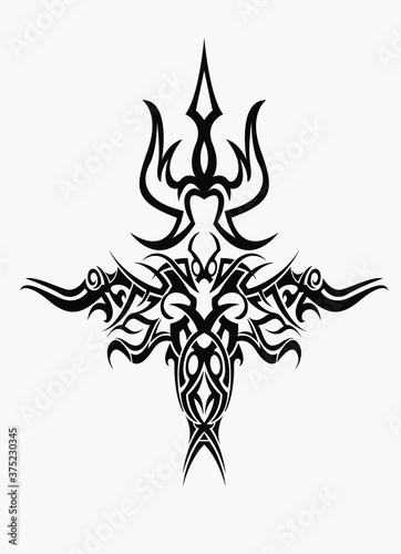 Trishul tattoo tribal style design, trident tribal tattoo graphic trendy design.