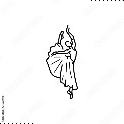 Ballet dancer,  stretching vector icon in outline