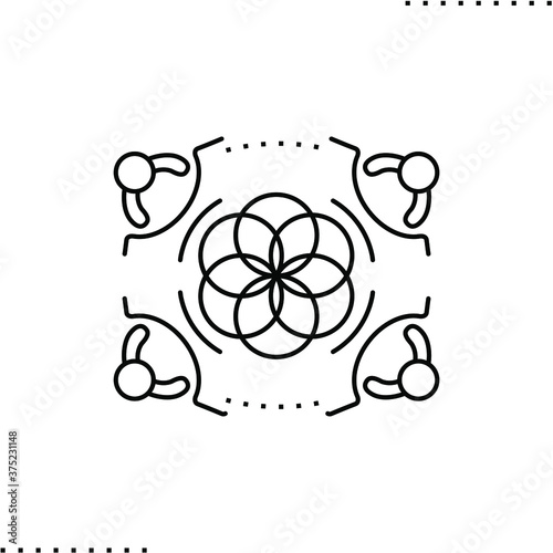 Co-working vector icon in outline