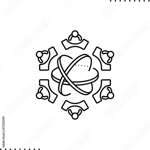 Co-working vector icon in outline