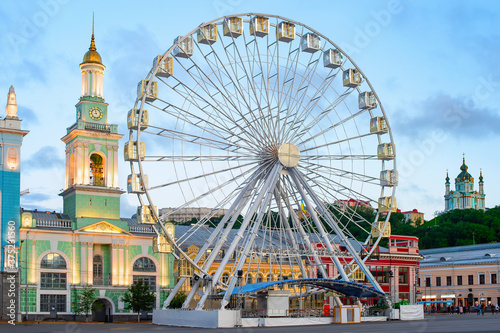 Ferris wheel twilight Kontraktova Kyiv photo