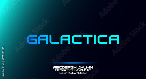 Galactica, a bold modern sporty typography alphabet font. vector illustration design