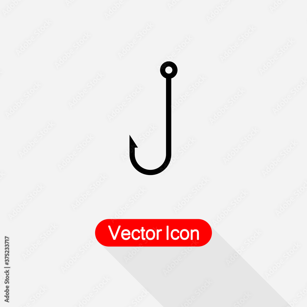 Barbed Fish Hook Icon Vector Illustration Eps10