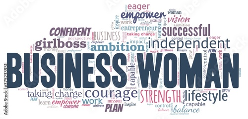 Businesswoman vector illustration word cloud isolated on a white background.