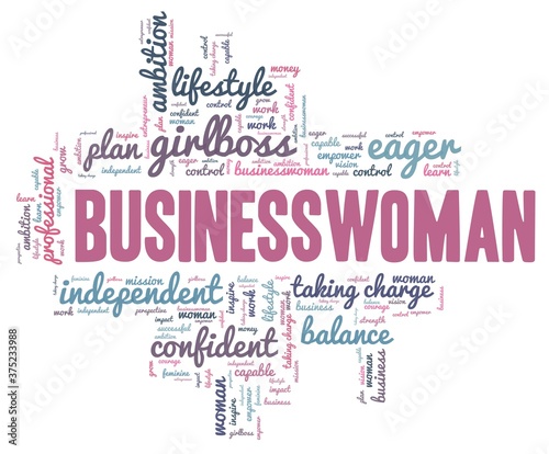 Businesswoman vector illustration word cloud isolated on a white background.