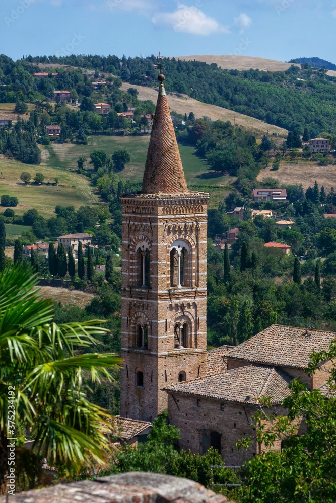 church of urbino town in the hills, umbria, italy