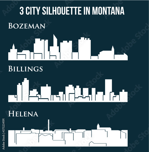 Set of 3 city in Montana ( Helena, Billings, Bozeman )