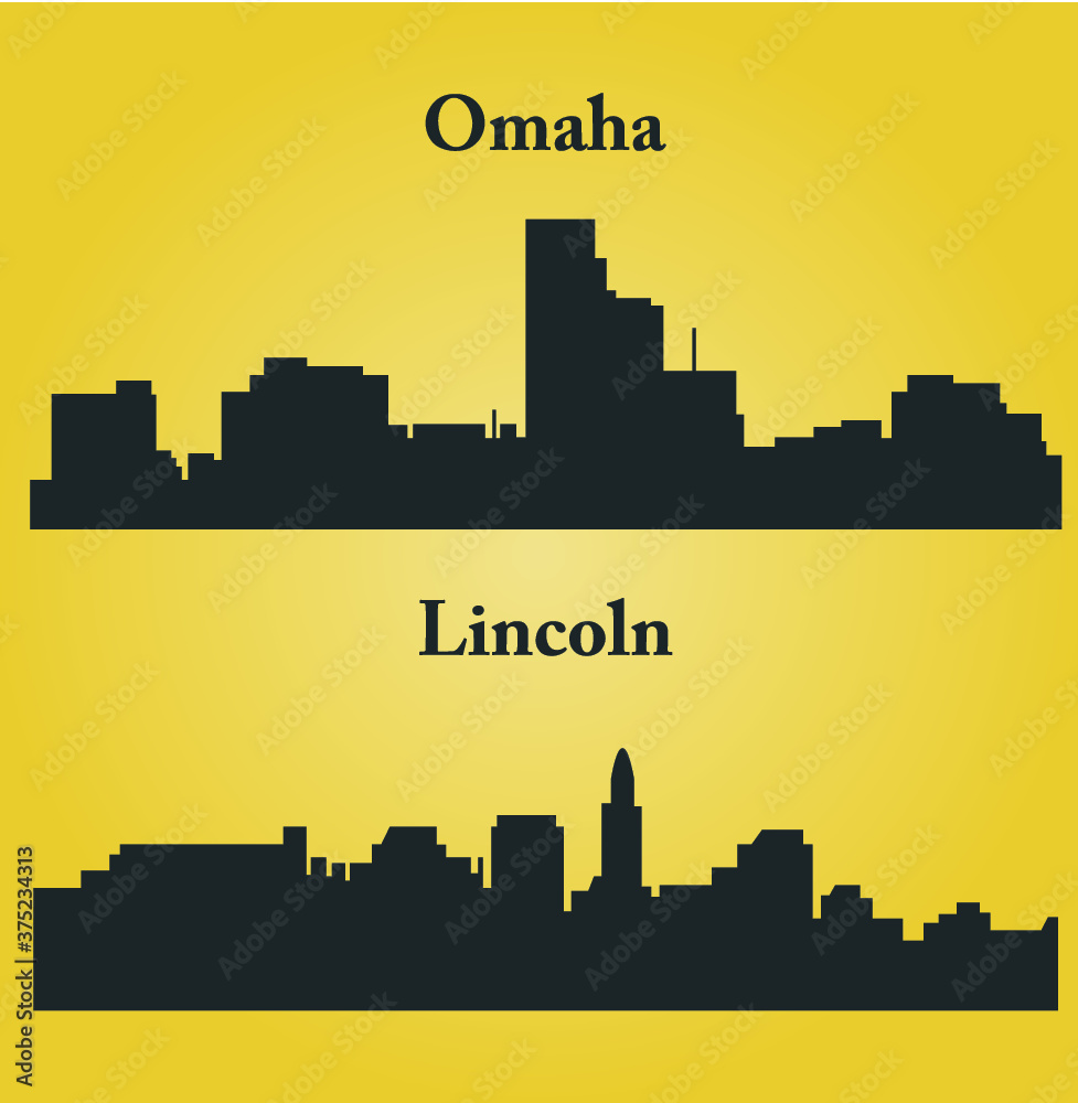 Set of 2 city silhouette in Nebraska ( Lincoln, Omaha ) Set of 2 city silhouette in Nebraska ( Lincoln, Omaha )