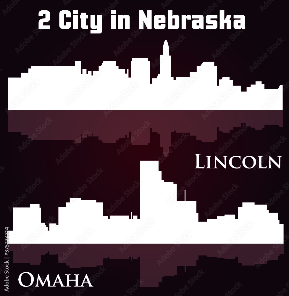 Set of 2 city silhouette in Nebraska ( Lincoln, Omaha ) Set of 2 city silhouette in Nebraska ( Lincoln, Omaha )