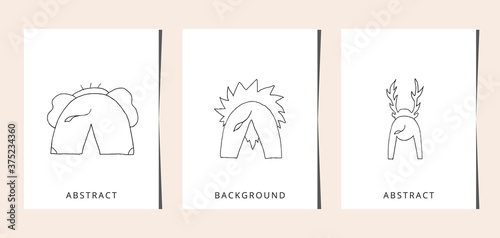 Background animal ass, elephant, lion, deer. Vector illustration.