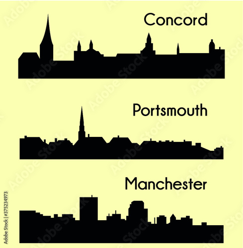 Set of 3 city in New Hampshire   Concord  Manchester  Portsmouth  