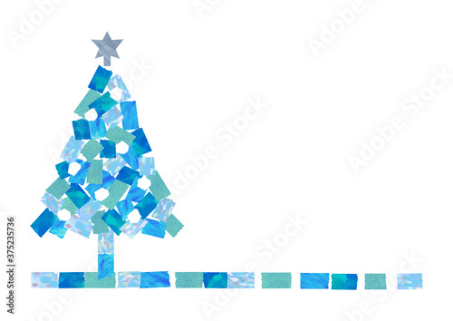 コラージュで作ったクリスマスツリーのイラスト