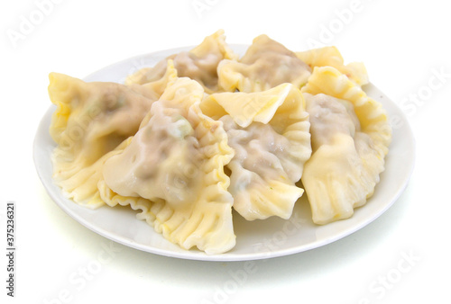wonton in a plate on white