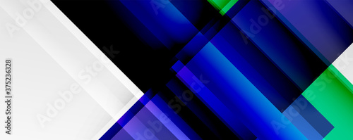 Geometric abstract backgrounds with shadow lines, modern forms, rectangles, squares and fluid gradients. Bright colorful stripes cool backdrops