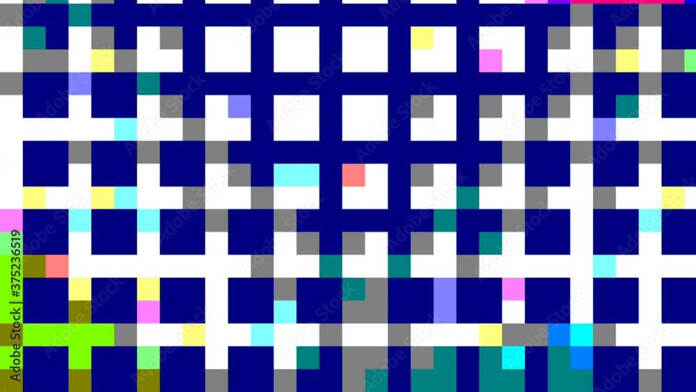 Colorful pixel square mosaic pattern. Loop, abstract, colorful 8 bit square pixel background, pixel cubes