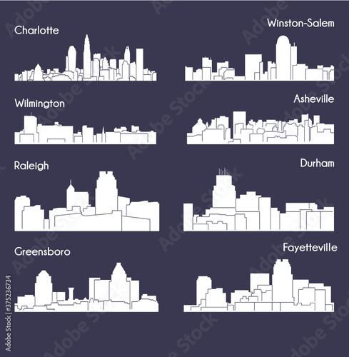 8 city in North Carolina ( Charlotte, Raleigh, Asheville, Wilmington, Greensboro, Winston-Salem, Durham, Fayetteville )
