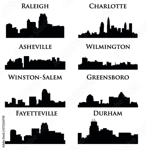8 city in North Carolina ( Charlotte, Raleigh, Asheville, Wilmington, Greensboro, Winston-Salem, Durham, Fayetteville )