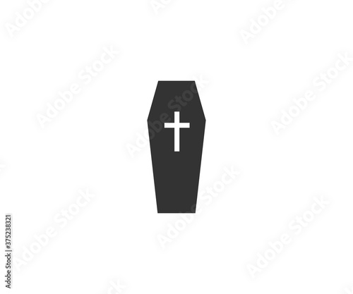 Coffin, death, funeral, halloween icon. Vector illustration, flat design.