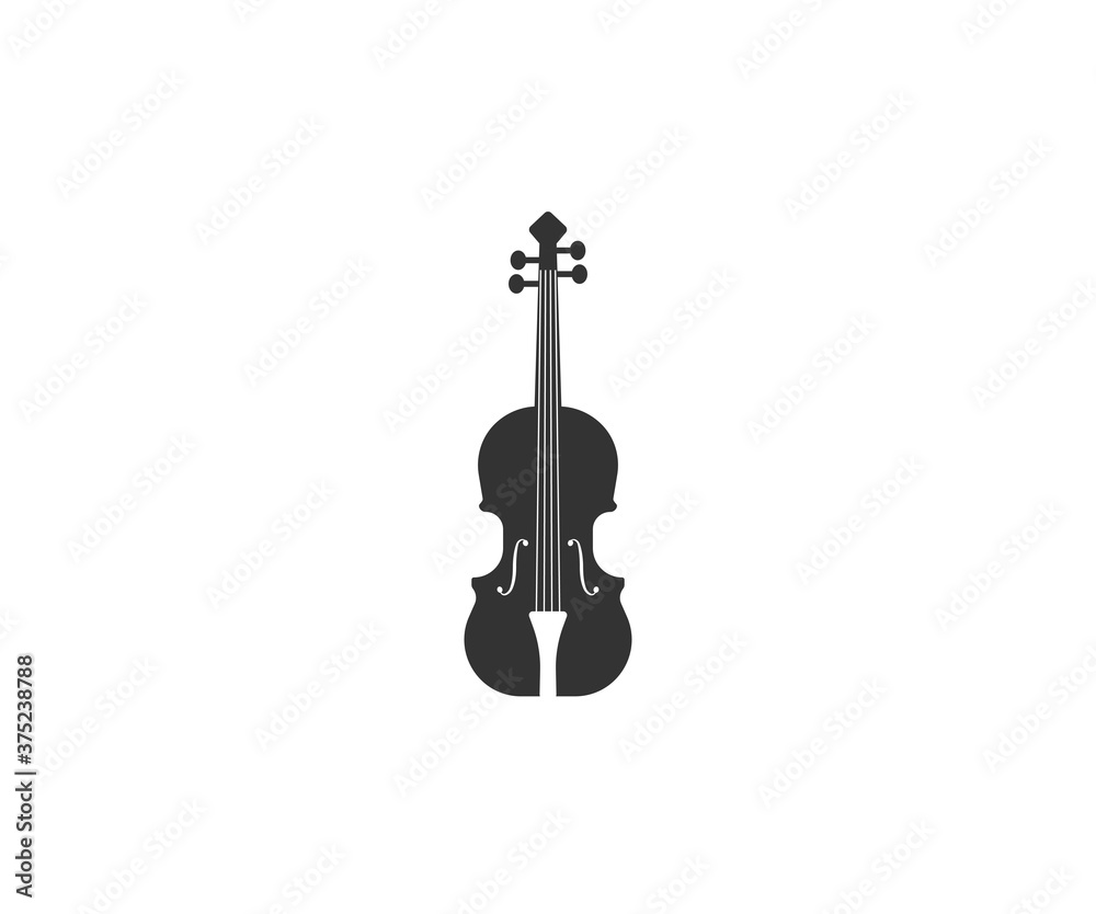 Music, string, violin icon. Vector illustration, flat design.