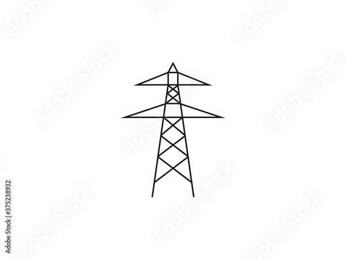 Electric tower, power icon. Vector illustration, flat design. © GlopHetr