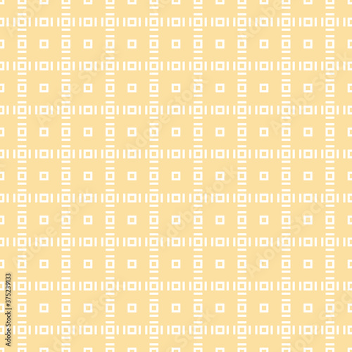 Subtle vector geometric seamless pattern with small squares, square grid, lines, tiles. Abstract yellow colored texture. Simple minimal geometrical background. Repeated design for decor, print, wrap