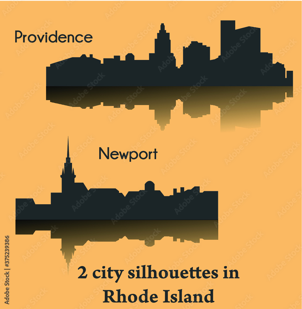 Fototapeta premium Set of 2 city in Rhode Island ( Providence, Newport )